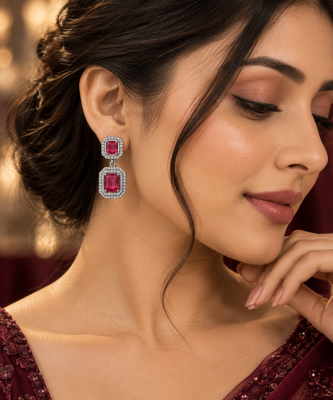 Ruby Radiance Drop Earrings