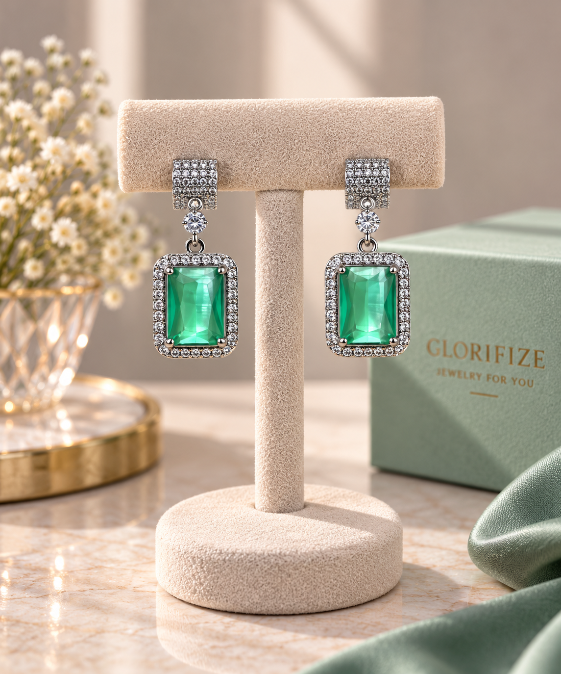 Emerald Elegance Drop Earrings