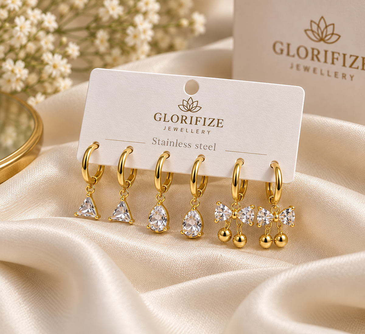 Gold Crystal Hoop Earrings