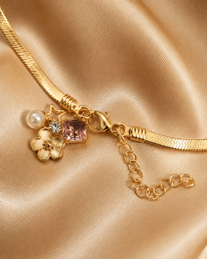 Floral Charm Gold-Plated Pendant Necklace for Women