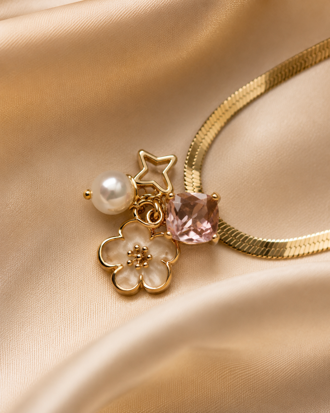 Floral Charm Gold-Plated Pendant Necklace for Women