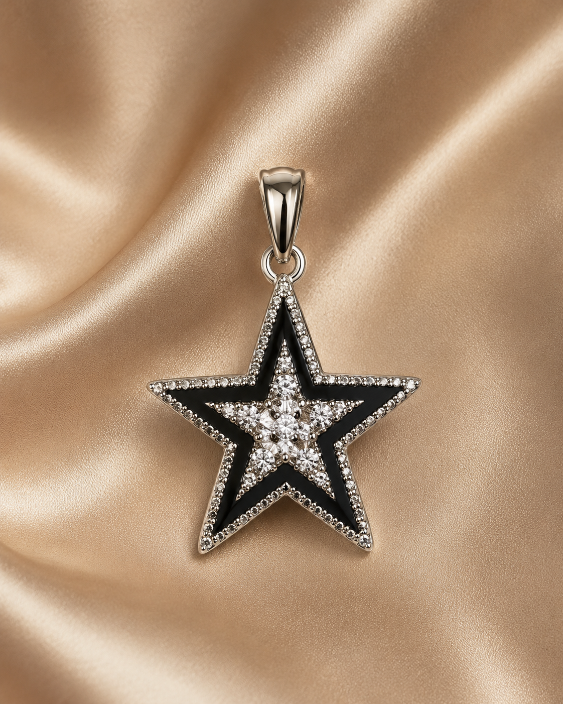 Black Star Crystal Pendant Necklace for Women