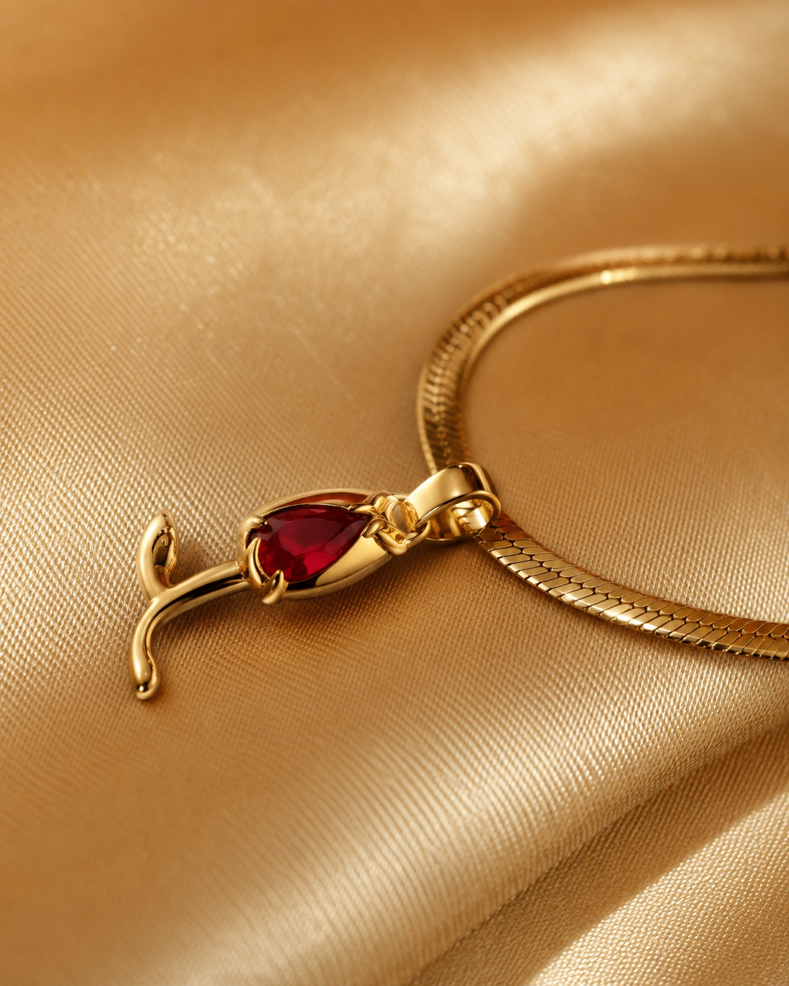 Red Crystal Floral Pendant