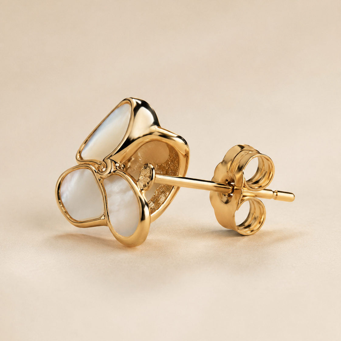 Shreevika Gold-Plated Mother of Pearl Floral Stud Earrings for Women | Elegant Korean Minimal Earrings | Lightweight Daily Wear Fashion Jewelry