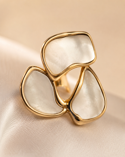 Shreevika Gold-Plated Mother of Pearl Floral Stud Earrings for Women | Elegant Korean Minimal Earrings | Lightweight Daily Wear Fashion Jewelry