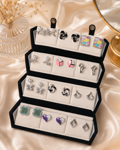 Shreevika Premium Korean Style Stud Earrings Combo for Women & Girls | 12 Pairs | Silver-Plated Fashion Earrings | Lightweight Daily Wear | Gift Set