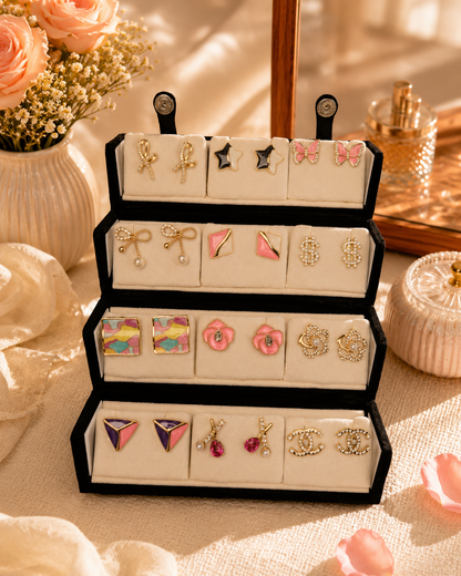 Shreevika Premium Korean Style Stud Earrings Combo for Women & Girls | 12 Pairs | Gold-Plated Fashion Earrings Set | Lightweight Daily Wear | Gift Collection