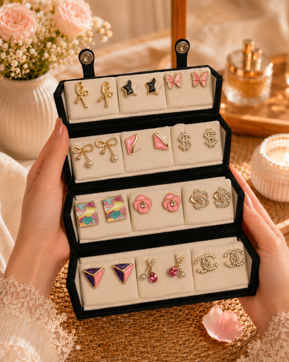 Shreevika Premium Korean Style Stud Earrings Combo for Women & Girls | 12 Pairs | Gold-Plated Fashion Earrings Set | Lightweight Daily Wear | Gift Collection