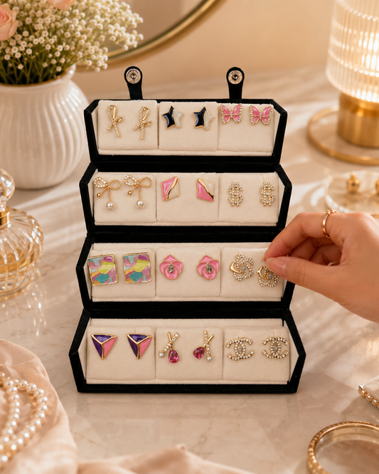 Shreevika Premium Korean Style Stud Earrings Combo for Women & Girls | 12 Pairs | Gold-Plated Fashion Earrings Set | Lightweight Daily Wear | Gift Collection