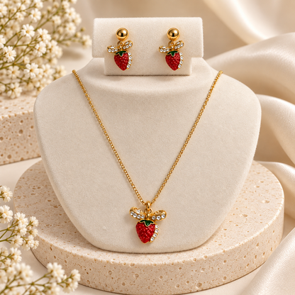 Strawberry Charm Jewelry Set