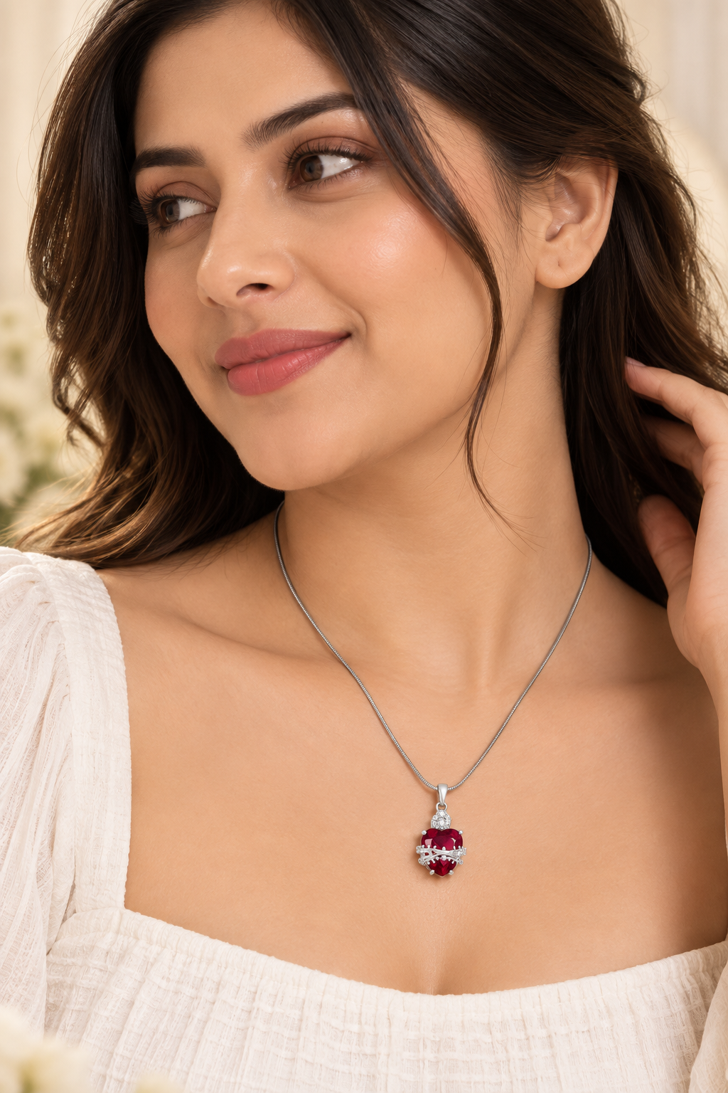 Crimson Heart Crystal Necklace