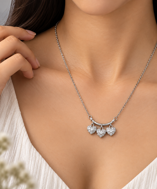 Triple Heart Charm Necklace