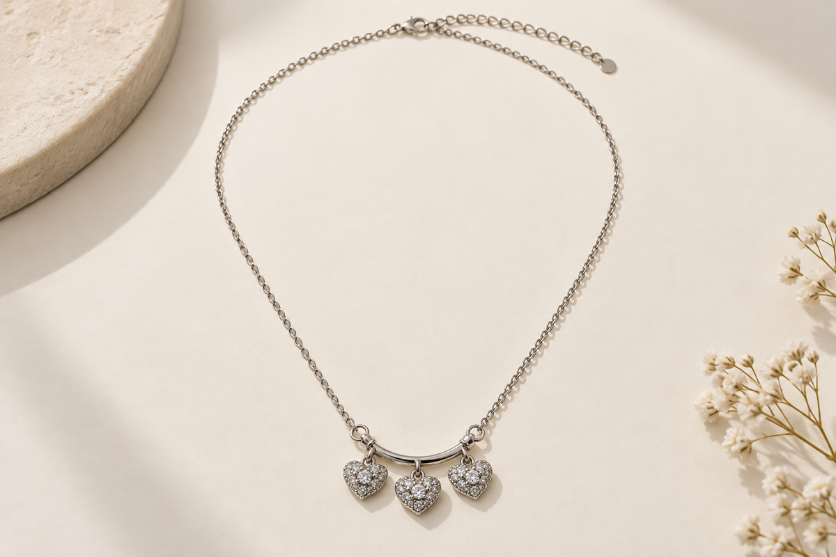 Triple Heart Charm Necklace