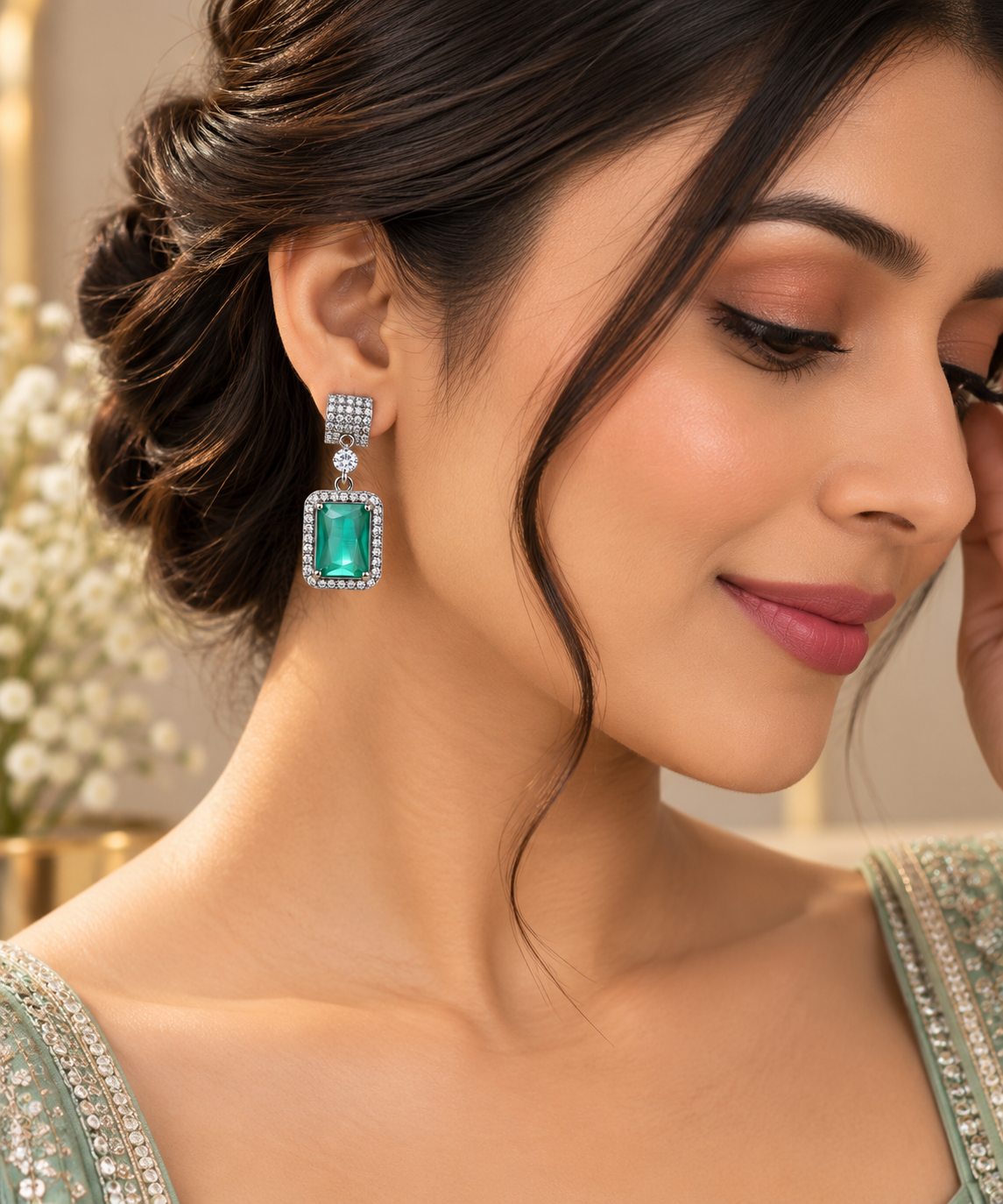 Emerald Elegance Drop Earrings
