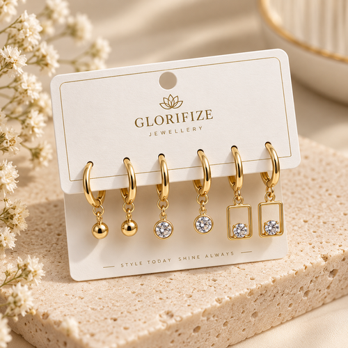 Gold Crystal Hoop Earrings
