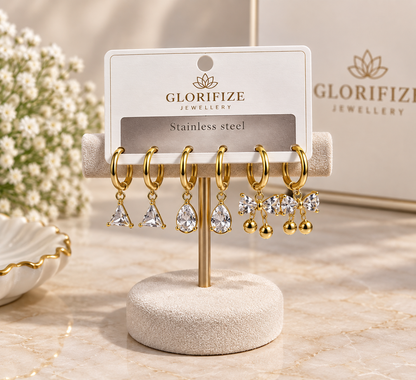Gold Crystal Hoop Earrings