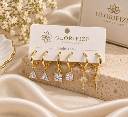 Gold Crystal Hoop Earrings