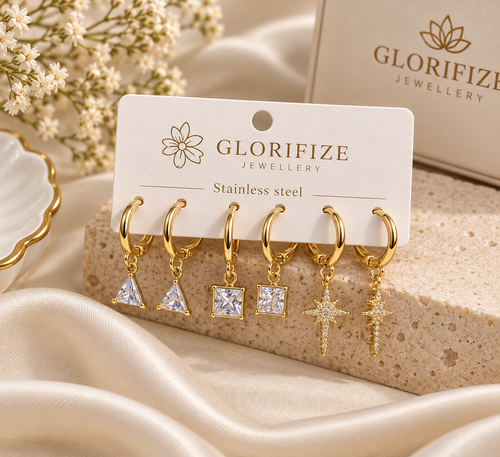 Gold Crystal Hoop Earrings