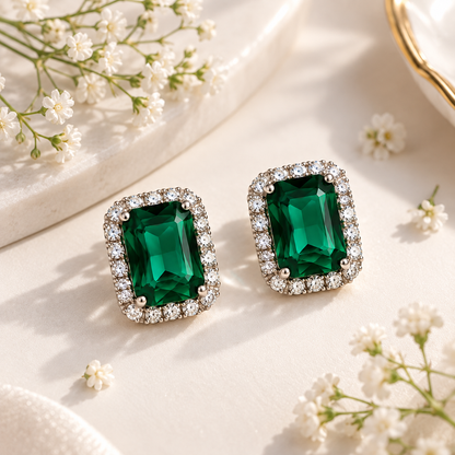 Emerald Halo Studs