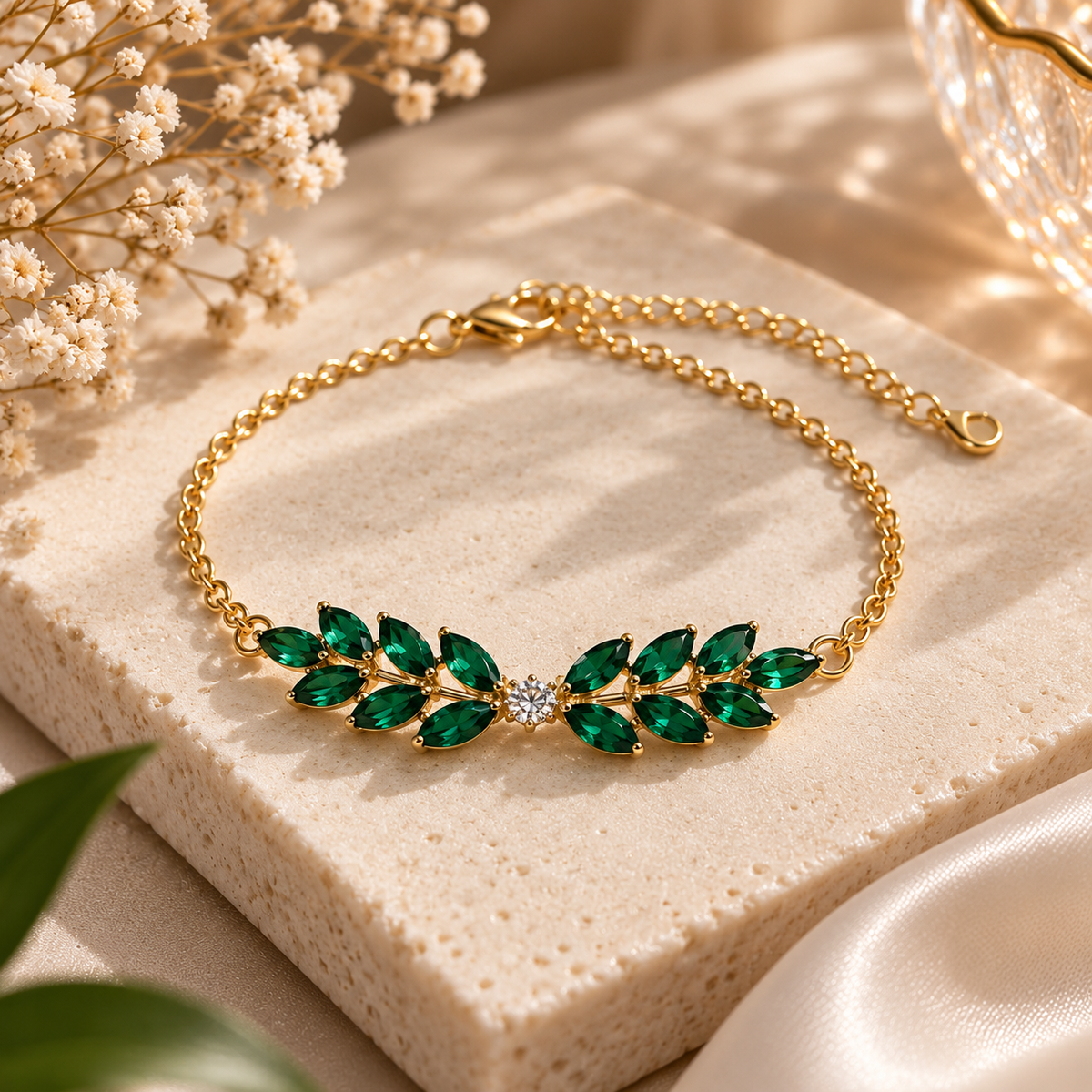 Marquise Green Bracelate (Adjustable Size)