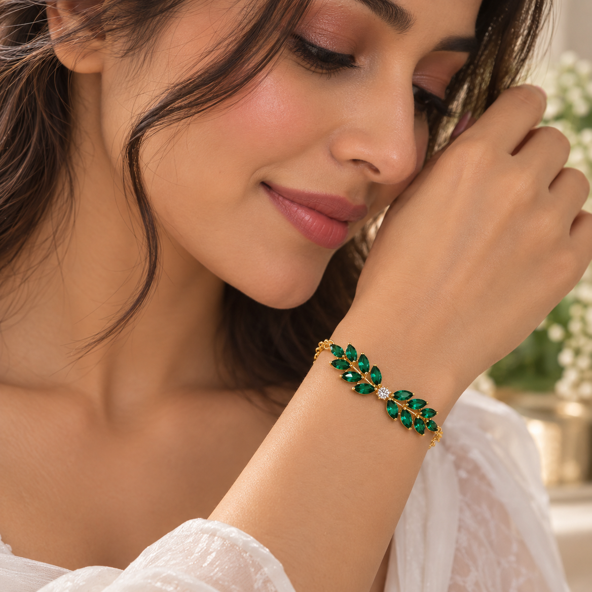 Marquise Green Bracelate (Adjustable Size)
