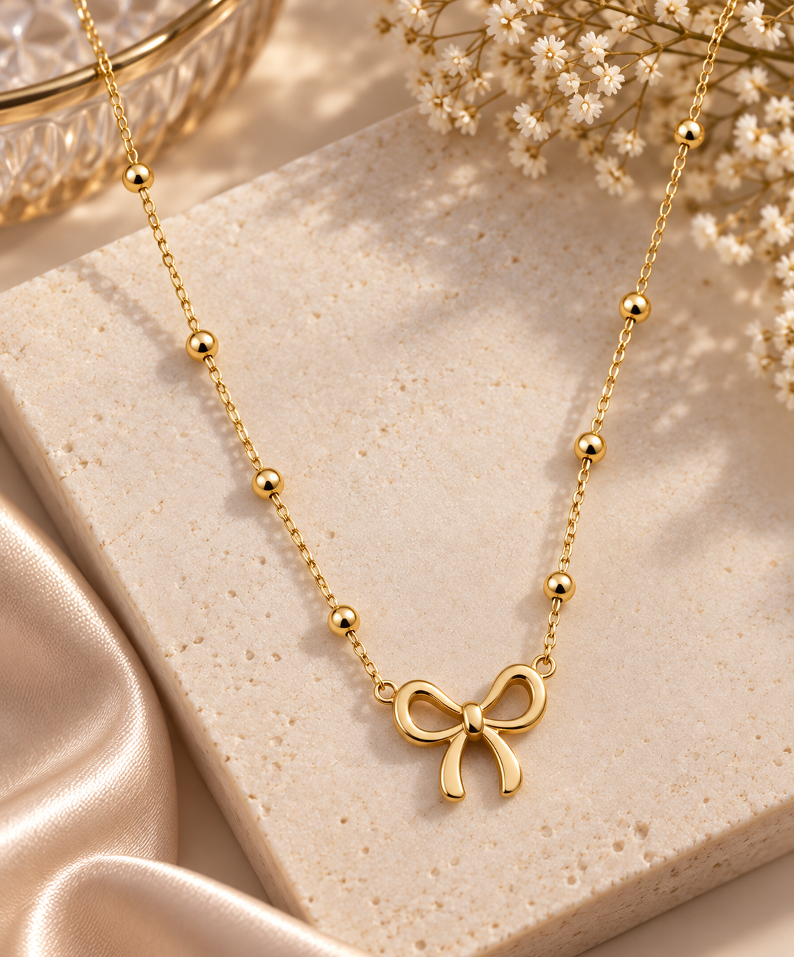 Gold-Plated Anti Tarnish Infinity Bow Pendant