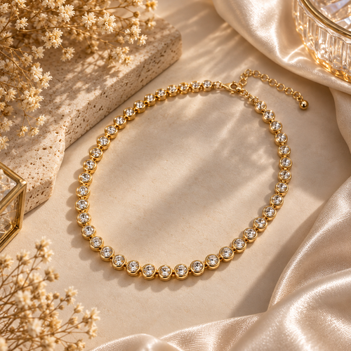 Anti-Tarnish Studded Single Line Chain