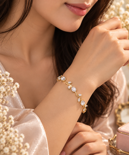 Gold Tulip Crystal Bracelet
