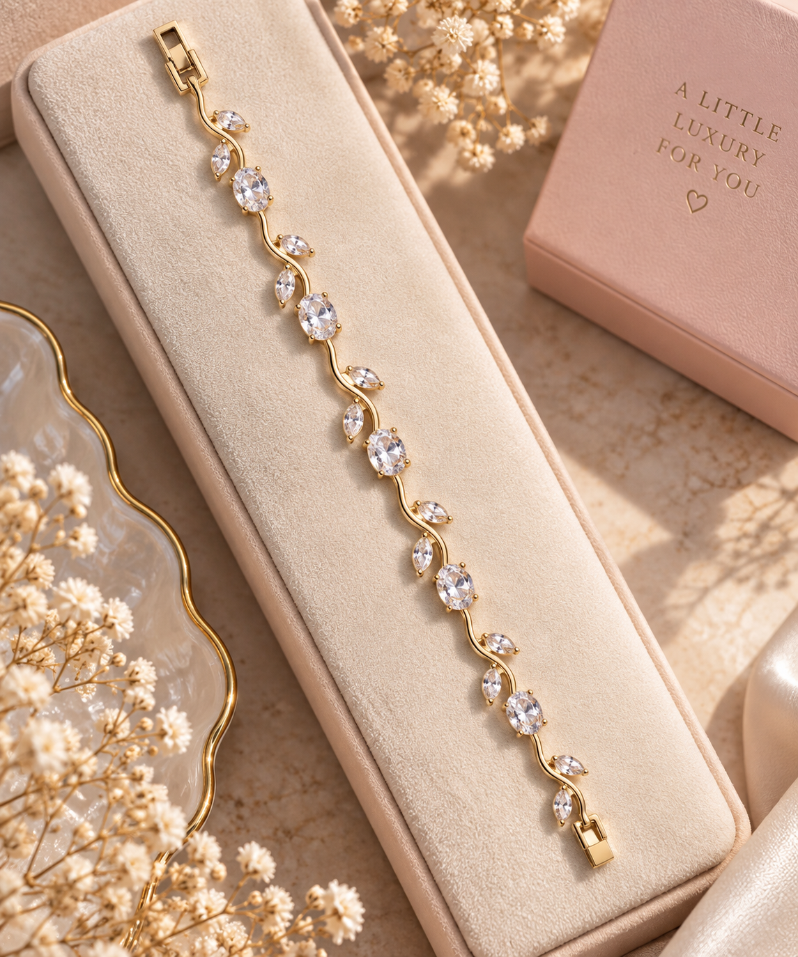Gold Tulip Crystal Bracelet