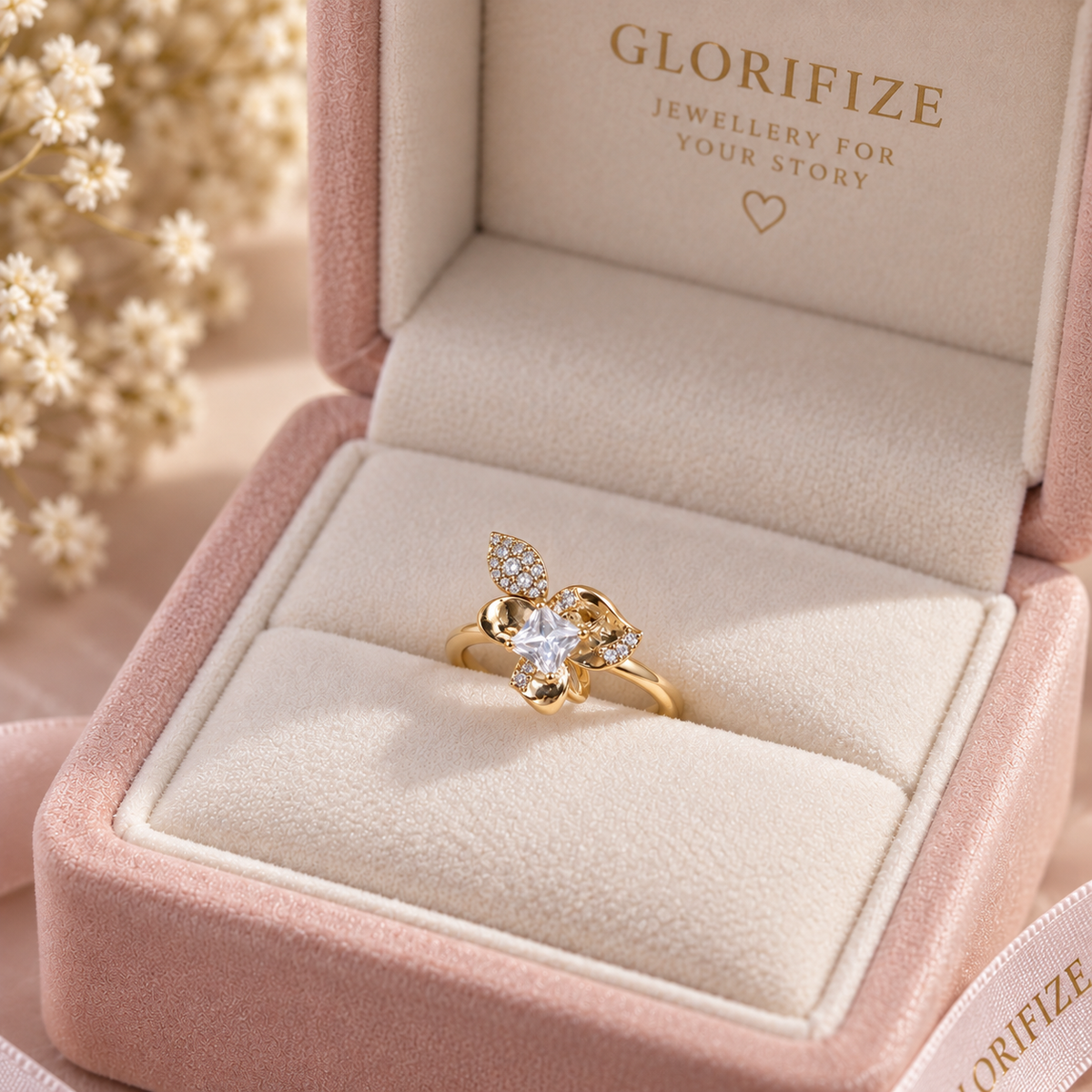 Golden Petal Elegance Ring(Adjustable Size)