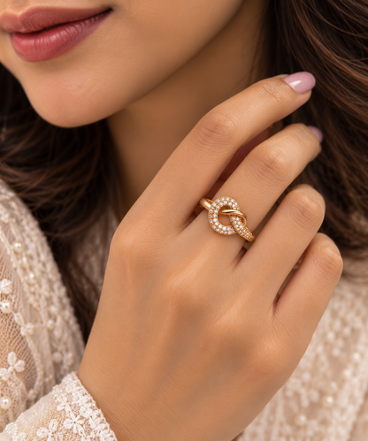 Golden Crysle Knot Ring