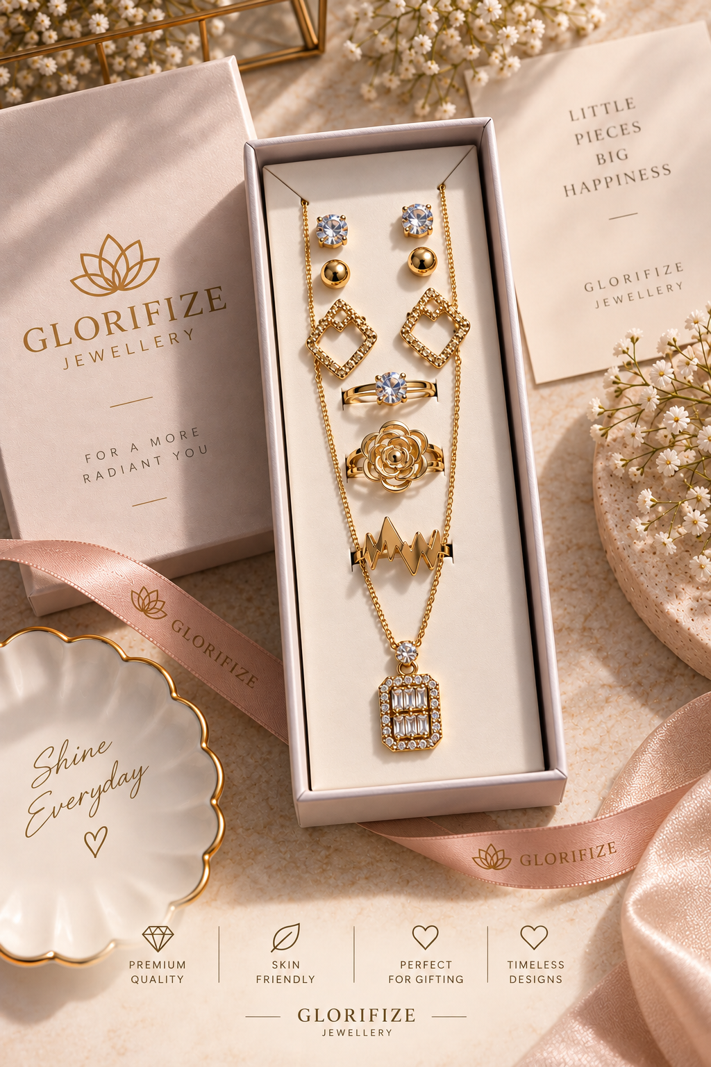 Gold Crystal & Modern Jewellery Set