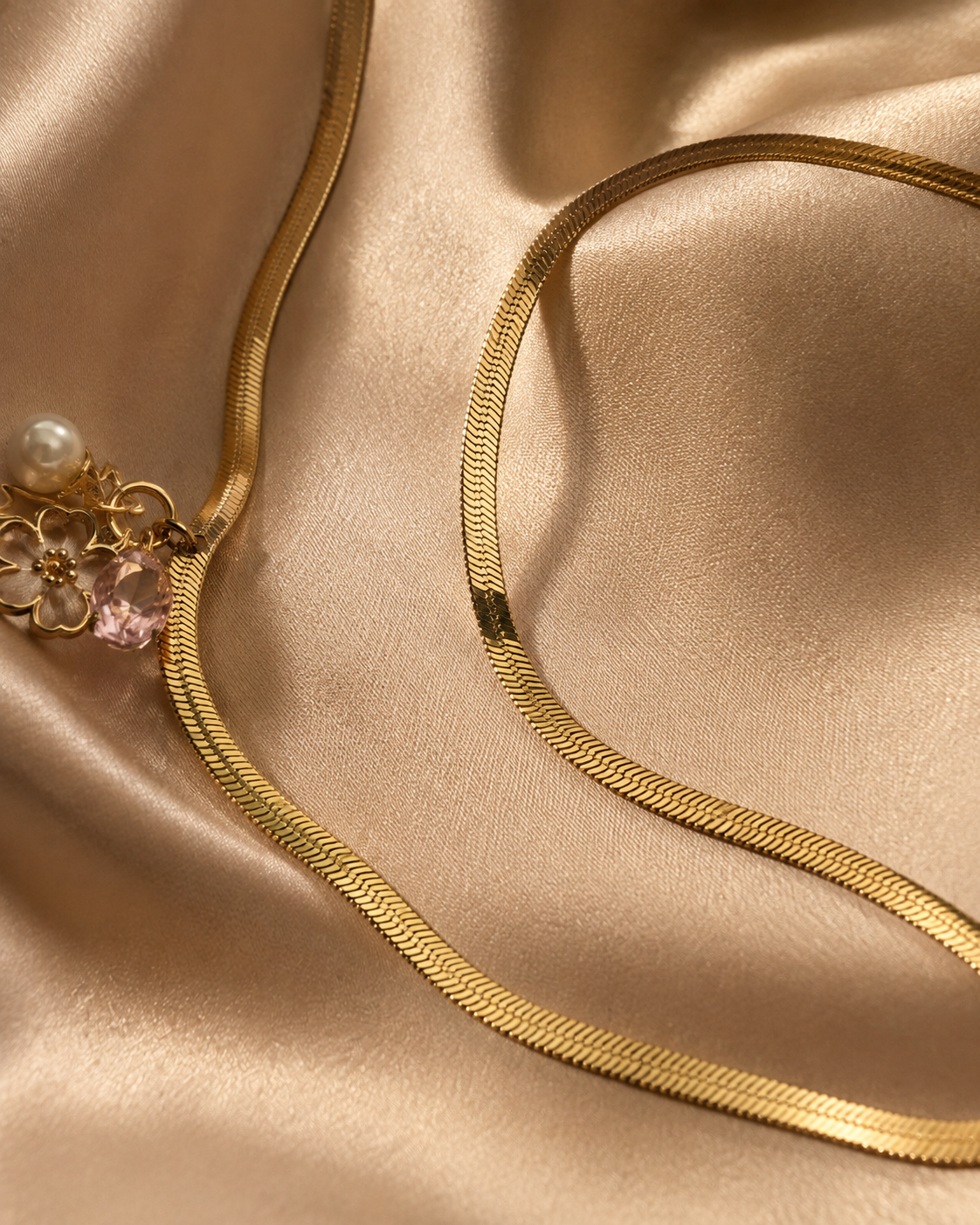 Celestial Bloom Charm Necklace – Gold Plated Snake Chain