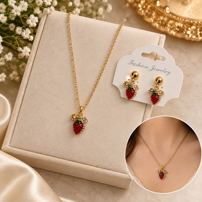 Strawberry Charm Jewelry Set