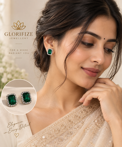Emerald Halo Studs