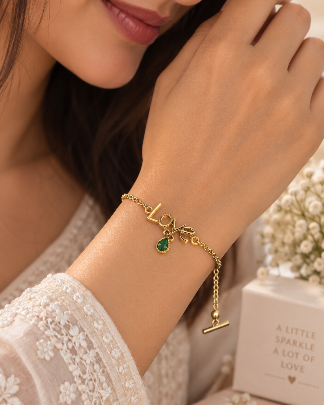 Love Slider - Emerald green bracelate