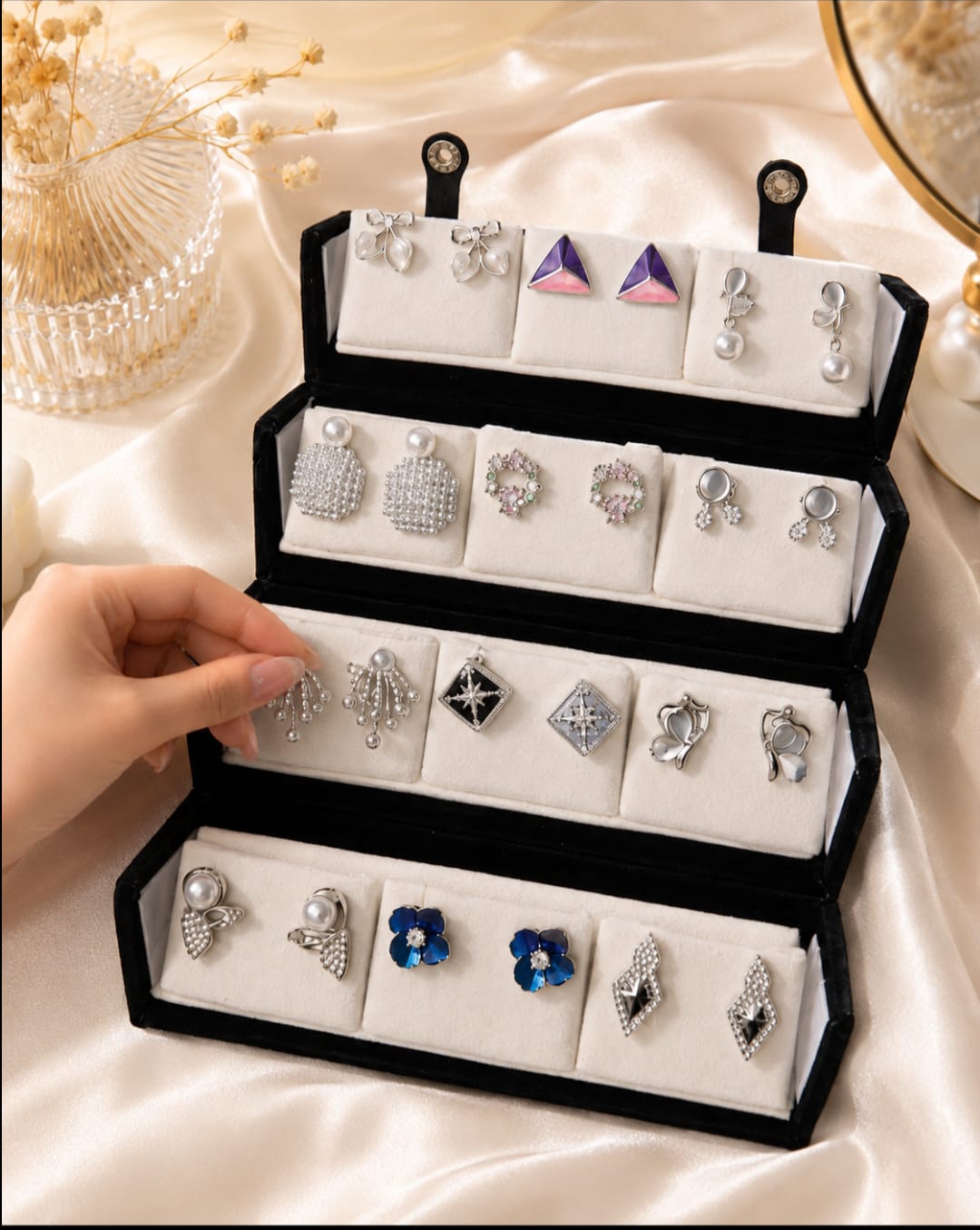 Elegant Korean Style Stud Earrings Set – 8 Pairs
