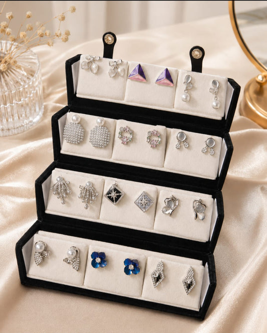 Elegant Korean Style Stud Earrings Set – 8 Pairs