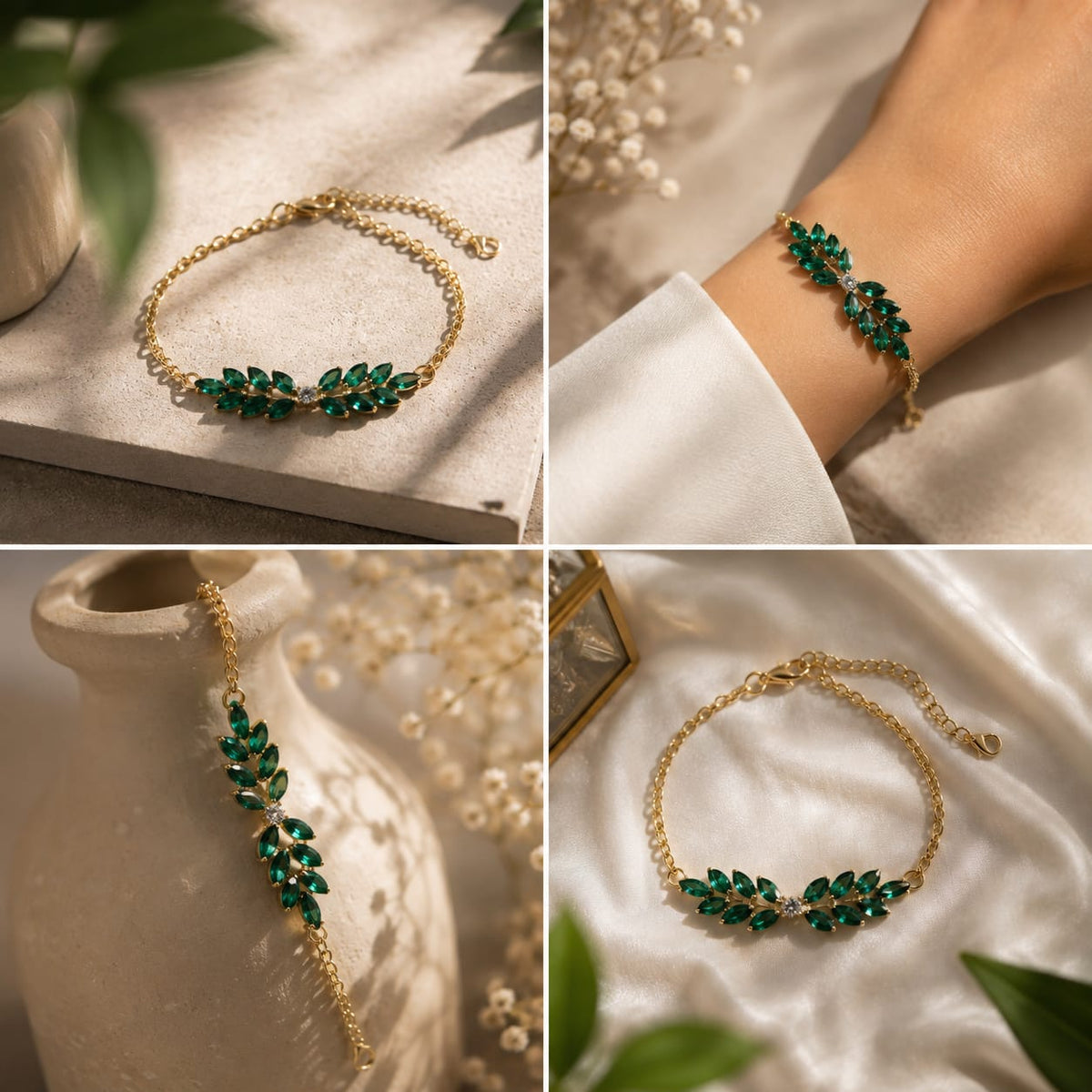 Marquise Green Bracelate (Adjustable Size)